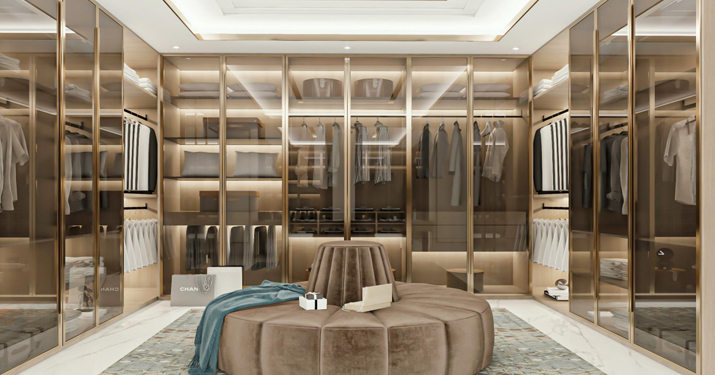 Vestidor de lujo, un espacio de funcionalidad y elegancia.